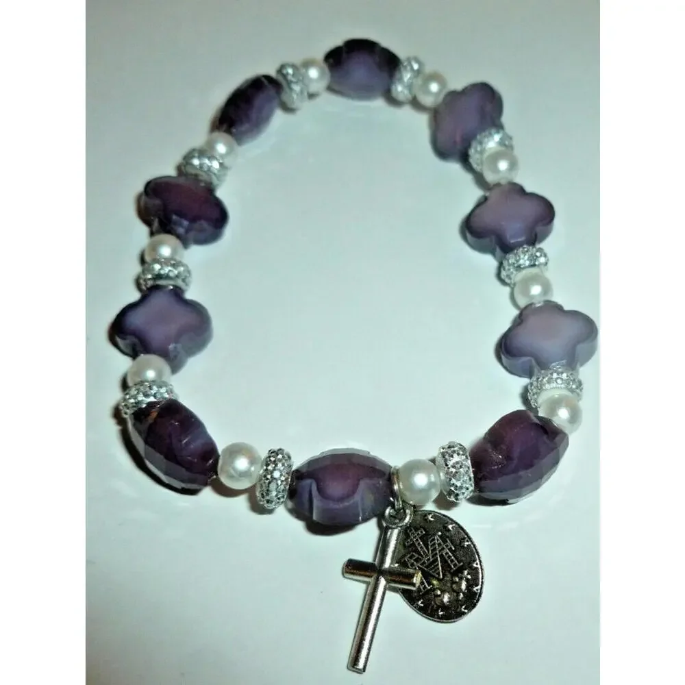 Cross Beads Stretch Bracelet Catholic‎ Religious